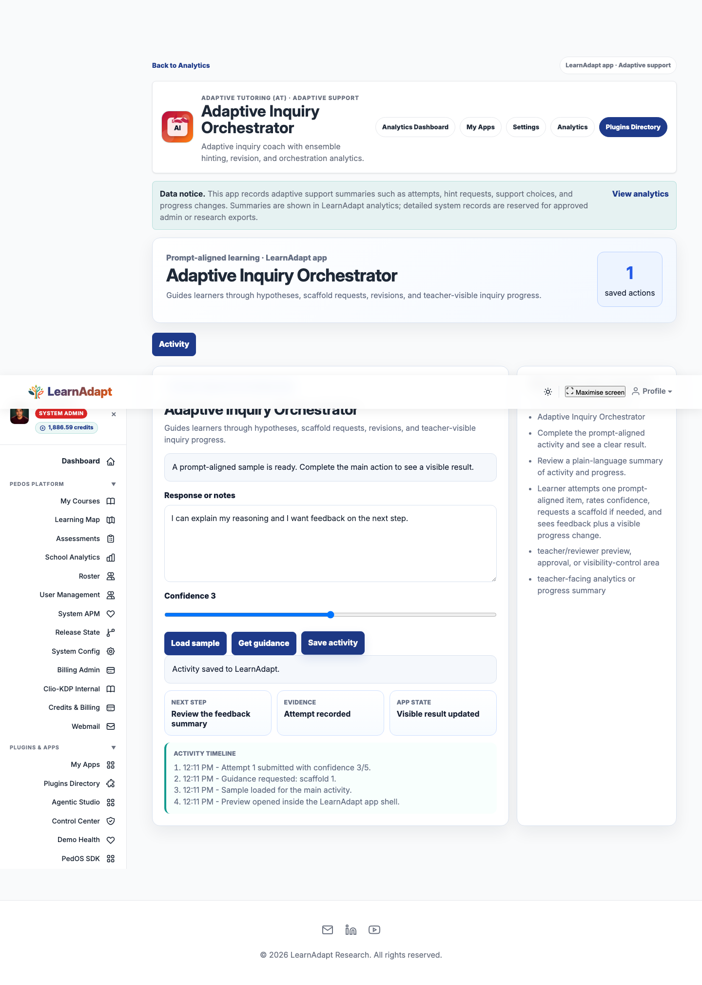 Adaptive Inquiry Orchestrator after a real installed-user interaction.