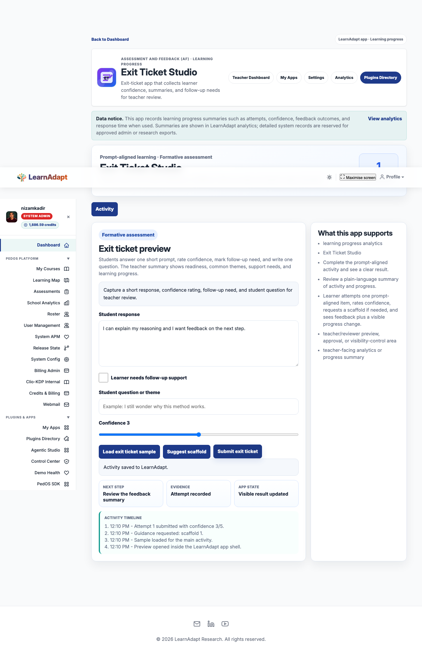Exit Ticket Studio after a real installed-user interaction.