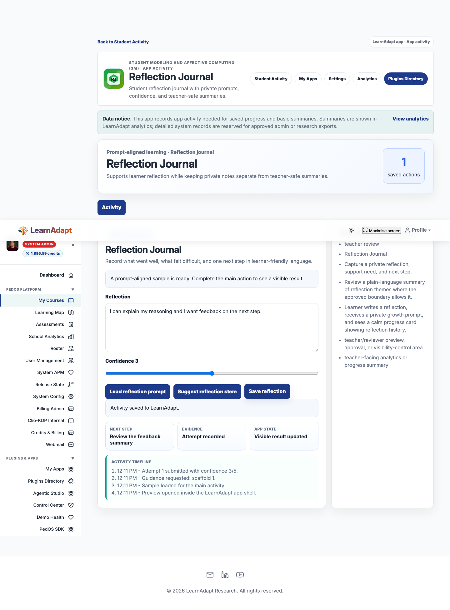 Reflection Journal after a real installed-user interaction.