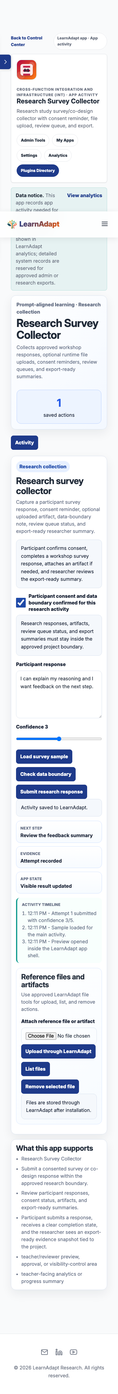 Research Survey Collector on a mobile-width installed view.